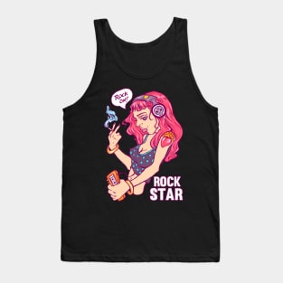 Rocker Girl with headphones Tank Top